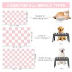 Cat Food Mat - 12"x 20" Cat Dog Mats for Food and Water Bowl, Checkered Pet Placemat Feeding Mat, Non-Slip Under Pet Bowls Mats for Messy Drinkers, Pink & White