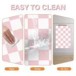 Cat Food Mat - 12"x 20" Cat Dog Mats for Food and Water Bowl, Checkered Pet Placemat Feeding Mat, Non-Slip Under Pet Bowls Mats for Messy Drinkers, Pink & White