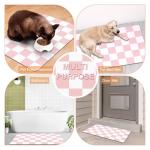 Cat Food Mat - 12"x 20" Cat Dog Mats for Food and Water Bowl, Checkered Pet Placemat Feeding Mat, Non-Slip Under Pet Bowls Mats for Messy Drinkers, Pink & White