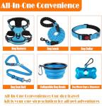 LOBEVE No Pull Dog Harness, Collar & Leash Set | Includes Dog Seat Belt, Collapsible Bowls & Poop Bag Dispenser. Ideal for Training, Walking, Hiking. Fits Small to Large Dogs(Blue-L)