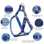 NISIYE Cute Plaid Dog Collar Harness and Leash with Safety Buckle - Adjustable and No Pull Comfortable Dog Collars for Small Puppy, Stylish Durable Gift for Boy Girl Pets