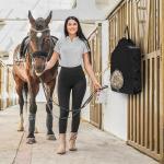 INKNOTE Hay Bag Hanging Goat Feeder Tote Premium Oxford Cloth with Metal Ring and Adjustable Strap for Horses Donkeys Cows Alpacas Ostriches or Other Animals Black