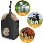 INKNOTE Hay Bag Hanging Goat Feeder Tote Premium Oxford Cloth with Metal Ring and Adjustable Strap for Horses Donkeys Cows Alpacas Ostriches or Other Animals Black
