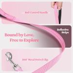 rabbitgoo Dog Harness Small Medium Sized and Leash Set, Step in Soft Light Puppy Vest, Breathable Mesh Pet Harness, Reflective for Safe Easy Walking, Light Pink XL