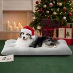 Bedsure Washable XL Dog Bed for Crate for Extra Large Dogs, Comfort Fluffy Plush Pet Pillow Bed Kennel Pad with Non-Slip Bottom, Machine Washable Pet Sleeping Mat, 41"x27", Gray