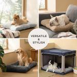 Bedsure Washable XL Dog Bed for Crate for Extra Large Dogs, Comfort Fluffy Plush Pet Pillow Bed Kennel Pad with Non-Slip Bottom, Machine Washable Pet Sleeping Mat, 41"x27", Gray