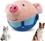 Active Moving Pet Plush Toy, 2026 New Squeaky Moving Dog Ball Toy Interactive Puppy Toys, Rechargeable Cartoon Plush Bounce Talking Toys to Keep Them Busy (Blue Pig)