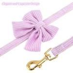 Dog Collar and Leash Set - Metal Buckle Adjustable Puppy Collar, Cute Dog Collar and Leash Set with Flower Bow Tie, Puppy Collar with 5 FT Leash, Soft & Comfortable Collar for Small Medium Dogs-S