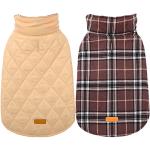 Kuoser Waterproof Dog Coat, Reversible Dog Jacket for Small Dogs, Adjustable Durable Doggie Winter Coat Warm Cozy Puppy Cold Weather Apparel from Small to Large Breed, Brown S