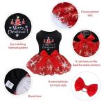 CuteBone Christmas Dog Dresses Velvet Holiday Small Dogs Clothes Onesie Pet Apparel Girl Puppy Skirt with Bow Hair Rope CVA54M-D