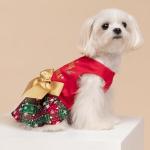 Fitwarm Merry Woofmas 100% Cotton Dog Christmas Outfits Girl Dog Holiday Dress Lightweight Doggie Costume Puppy Clothes Pet Apparel with Bowknot Cat Clothing Red Medium