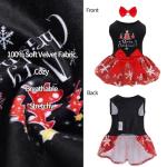 CuteBone Christmas Dog Dresses Velvet Holiday Small Dogs Clothes Onesie Pet Apparel Girl Puppy Skirt with Bow Hair Rope CVA54M-D