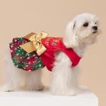 Fitwarm Merry Woofmas 100% Cotton Dog Christmas Outfits Girl Dog Holiday Dress Lightweight Doggie Costume Puppy Clothes Pet Apparel with Bowknot Cat Clothing Red Medium