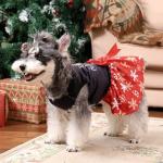 CuteBone Christmas Dog Dresses Velvet Holiday Small Dogs Clothes Onesie Pet Apparel Girl Puppy Skirt with Bow Hair Rope CVA54M-D