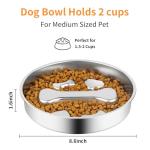 Novery Slow Feeder Dog Bowl - 2 Cups Stainless Steel Dog Slow Feeder Food Bowl, Metal Non-Slip Lick Plate,Puppy or Cat Food Holder,Pet Supplies,Puzzle Maze Dish for Small & Medium Sized Breeds