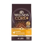 Wellness CORE+ Puppy Dry Dog Food with Freeze Dried Pieces, Grain Free, High Protein, Natural, Chicken & Turkey Recipe, (4-Pound Bag)