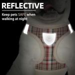 PUPTECK Adjustable Dog Harness Collar and Leash Set Step in No Pull Pet Harness for Small Medium Dogs Puppy and Cats Outdoor Walking Running, Soft Mesh Padded Reflective Vest Harnesses, Khaki S