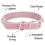 Dog Collars for Medium Dogs with Leash, Epesiri Spiked Dog Collar for Large Dogs, Girl Pink Dog Collar, Studded Rivet Pit Bull Leather Dog Collar Durable Cat Collar for Small Medium Large Pet Gift