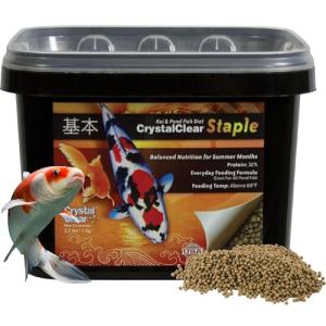 CrystalClear Staple Pond Fish Food for Healthy Koi & Goldfish, Protein Packed Floating Pellets for Summer Nutrition, Easy Digestion, 2.2 Pound Bag