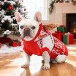 Dog Christmas Sweater Classic Red Pattern Dog Christmas Outfit with Reindeer Antler Hood Soft Warm Knitted Pet Clothes for Small Medium Large Dogs Cats