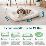 Furhaven Dog Bed for Extra Small Dogs & Indoor Cats, 100% Washable, Sized to Fit Crates - Sherpa Fleece Bolster Crate Pad - Cream, Extra Small