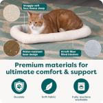 Furhaven Dog Bed for Extra Small Dogs & Indoor Cats, 100% Washable, Sized to Fit Crates - Sherpa Fleece Bolster Crate Pad - Cream, Extra Small