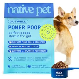 GutWell Power Poop - Digestive Enzymes & Fiber for Dogs - Dog Fiber Supplements Help with Diarrhea Relief, Upset Stomach, Pet Gas & Gut Health with Targeted Triple-Biotic Blend & M-Fiber - 60 Scoops