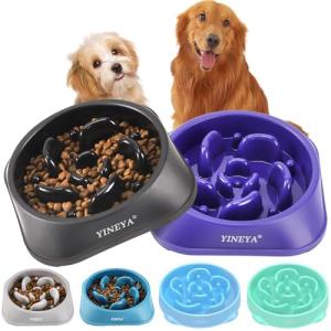 YINEYA 2PCS Slow Feeder Dog Bowls, Pet Supplies That Slow Down Eating, Pet Food Bowls, Maze Dog Puzzle Feeder for Medium Breed