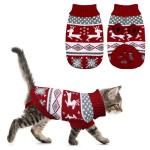 GOYOSWA Cat Christmas Sweater Pet Winter Warm Coat Pajamas Reindeer Snowflake Knitwear Cat Sweater for Cats Kitty Puppy (Reindeer, S)