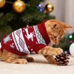 GOYOSWA Cat Christmas Sweater Pet Winter Warm Coat Pajamas Reindeer Snowflake Knitwear Cat Sweater for Cats Kitty Puppy (Reindeer, S)
