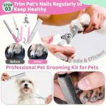 Dog Brush for Shedding 13pcs Bath Grooming Kit with Pet Nail Clipper and File - Dog Bath Brush Cat Grooming Supplies, Dematting Comb Bath Brush Shampoo Scrubber for Dogs and Cats
