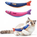 PetBusy Cat Toys with[5000mg A+Natural Catnip &Silvervine] [Baby Grade] Interactive Soft Chew Kicker Cat Toys for Indoor Cats & Kittens, [Crinkle &Bell] Fish Sound Toy, Drives Bored Cat Crazy with Fun