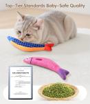 PetBusy Cat Toys with[5000mg A+Natural Catnip &Silvervine] [Baby Grade] Interactive Soft Chew Kicker Cat Toys for Indoor Cats & Kittens, [Crinkle &Bell] Fish Sound Toy, Drives Bored Cat Crazy with Fun