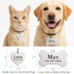 Dr. Fremont's Stainless Steel Custom Pet ID Personalized Engraved Identification Cat and Dog Tags with Custom Text, Many Shapes Including Bone, Heart, Circle (Classic Stainless Steel, Large Bone)