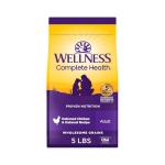 Wellness Complete Health Dry Dog Food with Grains, Natural Ingredients, Made in USA with Real Meat, All Breeds, For Adult Dogs (Chicken & Oatmeal, 5-Pound Bag)