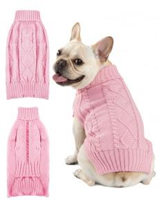 Dog Sweaters for Small Medium Large Dogs Cats, Soft Warm Turtleneck Pullover Solid Cable Knit Fleece Stretch Pet Clothes,Classic Fuzzy Coat for Puppy Girl Boys for Fall Winter Cold Weather