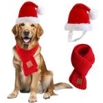 Santa Hat & Scarf Set for Medium Large Dogs, 2 PCS Adjustable Dog Christmas Costume, Fall Winter(Hat & Scarf,Large)