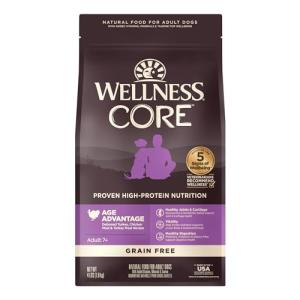 Wellness CORE Senior Dry Dog Food, Grain-Free, High Protein, Natural, Age Advantage Turkey & Chicken Recipe, (4-Pound Bag)