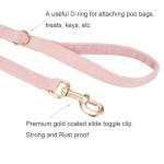 Ewinoom Soft Corduroy Dog Collar and Leash Set Adjustable Durable Dog Collars with Metal Buckle and Lead for Female Medium Dogs,Baby Pink