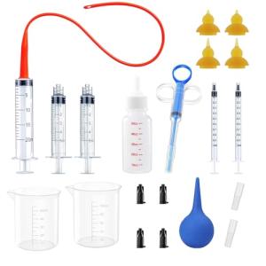 Kitten Bottle Feeding Kit, Pet Bottle, Silicone Nipples, 10 FR Feeding Tube, Pet Pill Shooter, Aspirator Bulb, Small Animal Feeding Supplies, for Tiny Animal, Kitten, Puppy, Rabbit, Squirrels