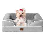 EHEYCIGA Orthopedic Dog Bed for Small Dogs, Waterproof Memory Foam Small Pet Beds with Sides, Non-Slip Bottom and Egg-Crate Foam Medium Dog Couch Bed with Washable Removable Cover, Grey
