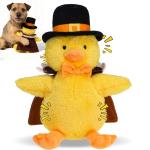 EXPAWLORER Thanksgiving Squeaky Duck Dog Toy - Soft Plush Stuffed Toys with Turkey Costume, Interactive Chew Toy with Squeakers to Keep Them Busy, Best Gift for Puppy Small Medium Large Dogs Training