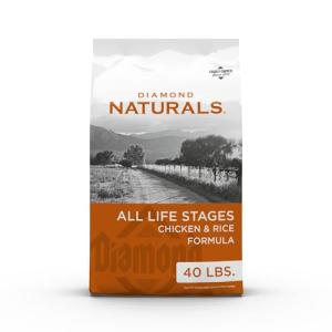 Diamond Naturals All Life Stages Chicken and Rice Formula Dry Dog Food Protein from Real Chicken, and Probiotics 40 Pound (Pack of 1)