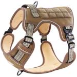 PawsPassion No Pull Dog Harness for Medium Large Dog, Heavy Duty Tactical Adjustable Pet Harness, Voyager Service Walking Vest Harness with Easy Control Handle Reflective Strip (Sandstone, L)