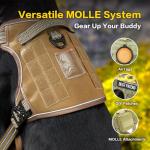 PawsPassion No Pull Dog Harness for Medium Large Dog, Heavy Duty Tactical Adjustable Pet Harness, Voyager Service Walking Vest Harness with Easy Control Handle Reflective Strip (Sandstone, L)