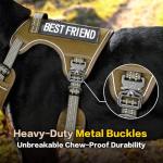 PawsPassion No Pull Dog Harness for Medium Large Dog, Heavy Duty Tactical Adjustable Pet Harness, Voyager Service Walking Vest Harness with Easy Control Handle Reflective Strip (Sandstone, L)