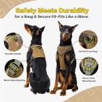 PawsPassion No Pull Dog Harness for Medium Large Dog, Heavy Duty Tactical Adjustable Pet Harness, Voyager Service Walking Vest Harness with Easy Control Handle Reflective Strip (Sandstone, L)