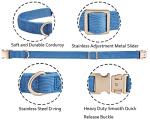Ewinoom Soft Corduroy Dog Collar and Leash Set Adjustable Durable Dog Collars with Metal Buckle and Lead for Medium Dogs,Royal Blue