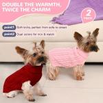 Lorehelina 2 Pack Dog Sweaters for Small Dogs Winter Turtleneck Pullover Cable Knit Fleece Stretch Puppy Doggie Chihuahua Toy Poodle Yorkie Pomeranian Boy Girl Pet Clothes (XS, Pink & Red)