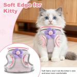 Uoiispet Escape Proof Cat Harness and Leash Set, Adorable Purple Floral Cats Vest Harness for Kittens Breathable Adjustable Step-in Cat Walking Harness with Reflective Strip for Outdoor Walking Travel
